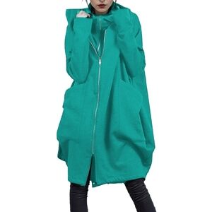 Teal Oversized Hooded Coat
